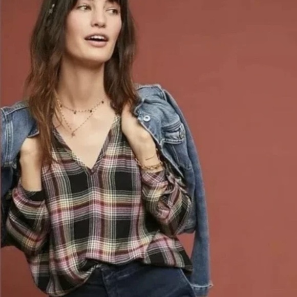 Anthropologie Tops - Anthropologie Cloth and Stone Plaid Top Size Small